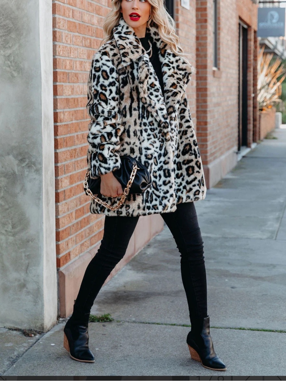 Faux Fur Leopard animal Print Coat - Women's Animal Print Jacket oversized - Picture 3 of 7